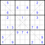 Судоку Х 9х9 #199 очень трудный