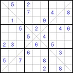 Судоку Х 9х9 #207 очень трудный