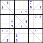 Судоку Х 9х9 #209 очень трудный