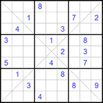 Судоку Х 9х9 #210 очень трудный