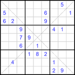 Судоку Х 9х9 #212 очень трудный