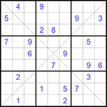 Судоку Х 9х9 #220 очень трудный