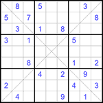 Судоку Х 9х9 #221 трудный