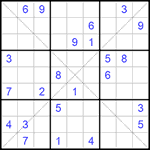 Судоку Х 9х9 #222 трудный