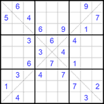 Судоку Х 9х9 #223 трудный