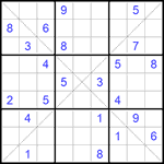 Судоку Х 9х9 #224 трудный