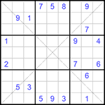 Судоку Х 9х9 #223 очень трудный