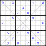 Судоку Х 9х9 #224 очень трудный