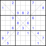 Судоку Х 9х9 #225 очень трудный