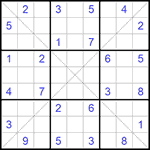 Судоку Х 9х9 #230 очень трудный