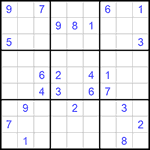 Судоку 9х9 #1009 трудный