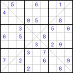 Судоку Х 9х9 #235 трудный