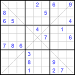 Судоку Х 9х9 #250 трудный