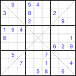 Судоку Х 9х9 #257 трудный