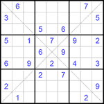 Судоку Х 9х9 #231 очень трудный