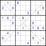 Судоку Х 9х9 #233 очень трудный