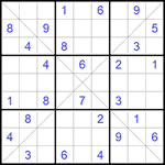 Судоку Х 9х9 #242 очень трудный