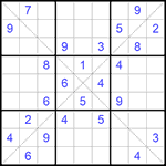 Судоку Х 9х9 #247 очень трудный