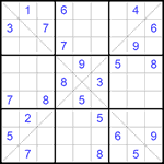 Судоку Х 9х9 #250 очень трудный