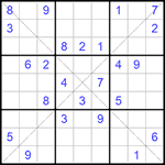 Судоку Х 9х9 #252 очень трудный