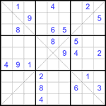 Судоку Х 9х9 #256 очень трудный