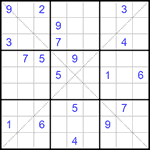 Судоку Х 9х9 #259 очень трудный