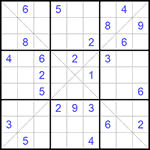 Судоку Х 9х9 #261 трудный