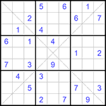 Судоку Х 9х9 #266 трудный