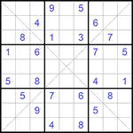 Судоку Х 9х9 #267 трудный