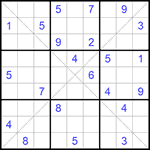 Судоку Х 9х9 #280 трудный