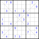 Судоку Х 9х9 #288 трудный