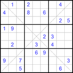 Судоку Х 9х9 #291 трудный