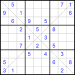 Судоку Х 9х9 #298 трудный