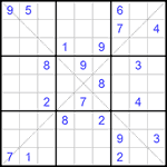 Судоку Х 9х9 #264 очень трудный