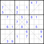 Судоку Х 9х9 #266 очень трудный