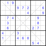 Судоку Х 9х9 #267 очень трудный