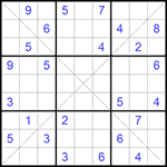 Судоку Х 9х9 #268 очень трудный