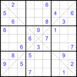 Судоку Х 9х9 #274 очень трудный