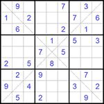 Судоку Х 9х9 #277 очень трудный