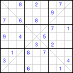 Судоку Х 9х9 #280 очень трудный