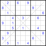 Судоку Х 9х9 #283 очень трудный