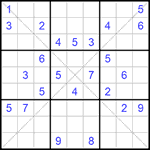 Судоку Х 9х9 #290 очень трудный