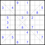 Судоку Х 9х9 #293 очень трудный