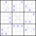 Судоку Х 9х9 #296 очень трудный