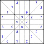Судоку Х 9х9 #299 очень трудный
