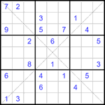 Судоку Х 9х9 #303 трудный