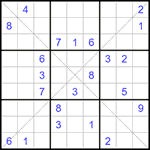 Судоку Х 9х9 #307 трудный