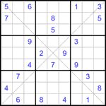 Судоку Х 9х9 #301 очень трудный