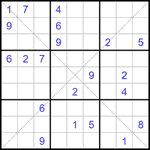 Судоку Х 9х9 #304 очень трудный