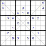 Судоку Х 9х9 #305 очень трудный
